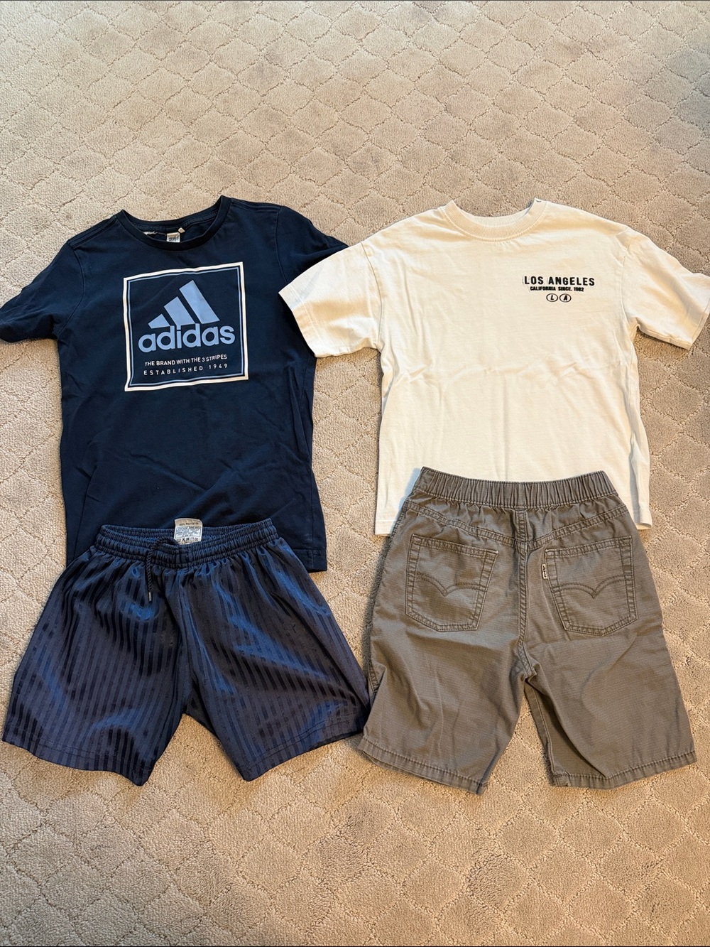 adidas Levi’s Navy Striped Athletic Shorts - boys t-shirt and shorts bundle age5